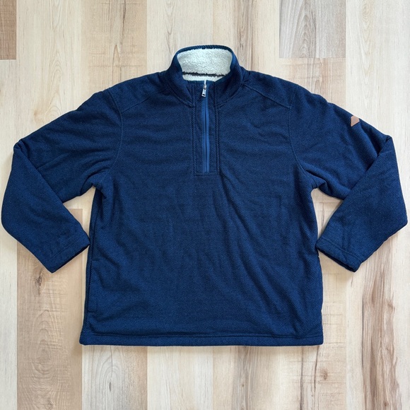 Orvis Lined Quarter Zip Pull Over Blue / Navy Knit XL - Picture 4 of 13